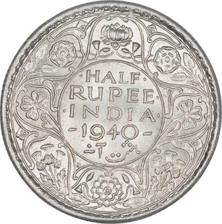 Silver Half Rupee Coin of King George VI of Calcutta Mint of 1940.