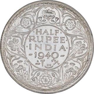 Silver Half Rupee Coin of King George VI of Calcutta Mint of 1940.