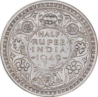 Silver Half Rupee Coin of King George VI of Bombay Mint of 1942.