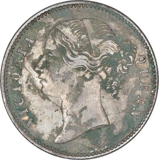 Silver One Rupee Coin of Victoria Queen of Calcutta Mint of 1840.