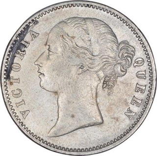 Silver One Rupee Coin of Victoria Queen of Calcutta Mint of 1840.