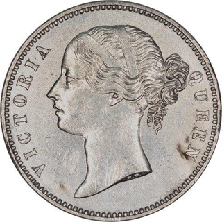 Silver One Rupee Coin of Victoria Queen of Calcutta Mint of 1840.