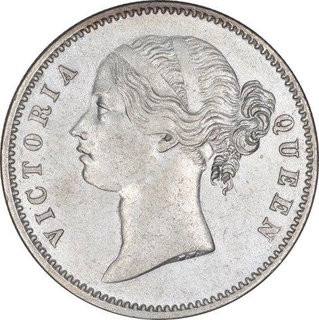 Silver One Rupee Coin of Victoria Queen of Calcutta Mint of 1840.