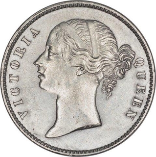 Silver One Rupee Coin of Victoria Queen of Calcutta Mint of 1840.