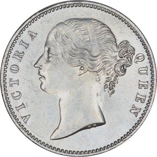 Silver One Rupee Coin of Victoria Queen of Calcutta Mint of 1840.