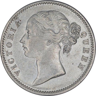 Silver One Rupee Coin of Victoria Queen of Calcutta Mint of 1840.