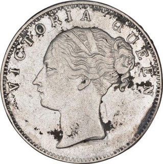 Silver One Rupee Coin of Victoria Queen of Calcutta Mint of 1840.