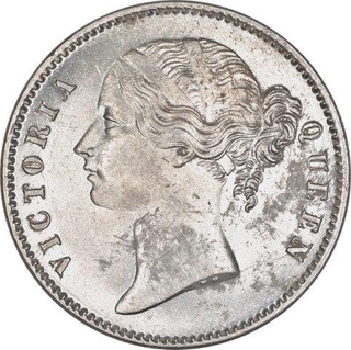 Silver One Rupee Coin of Victoria Queen of Calcutta Mint of 1840.