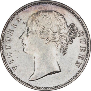 Silver One Rupee Coin of Victoria Queen of Calcutta Mint of 1840.