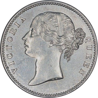 Silver One Rupee Coin of Victoria Queen of Calcutta Mint of 1840.