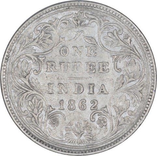 Rare Silver One Rupee Coin of Victoria Queen of Bombay Mint of 1862.