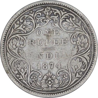 Rare Silver One Rupee Coin of Victoria Queen of Bombay Mint of 1874.