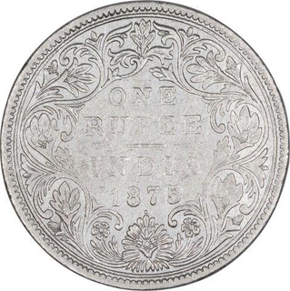 Silver One Rupee Coin of Victoria Queen of Bombay Mint of 1875.