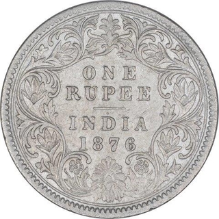 Silver One Rupee Coin of Victoria Queen of Calcutta Mint of 1876.