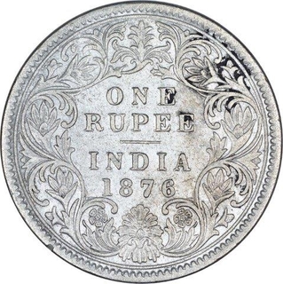 Silver One Rupee Coin of Victoria Queen of Calcutta Mint of 1876.