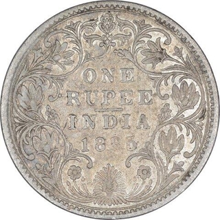 Silver One Rupee Coin of Victoria Empress of Bombay Mint of 1885.