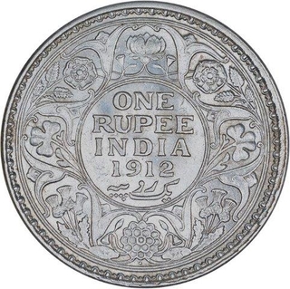 SilverOne Rupee Coin of King George V of Bombay Mint of 1912.