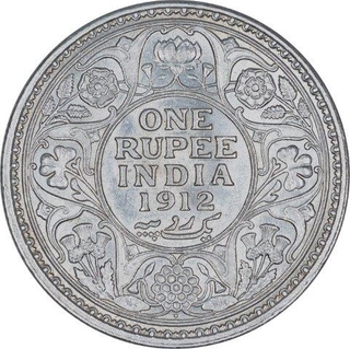 Silver One Rupee Coin of King George V of Bombay Mint of 1912.