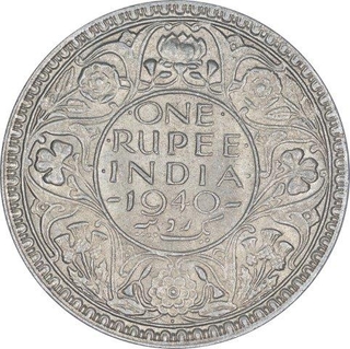 Silver One Rupee Coin of King George VI of Bombay Mint of 1940.