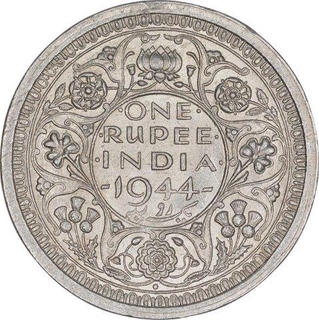 Silver One Rupee Coin of King George VI of Bombay Mint of 1944.