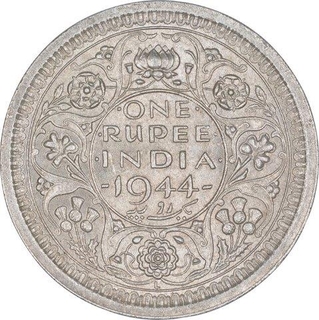 Silver One Rupee Coin of King George VI of Lahore Mint of 1944.