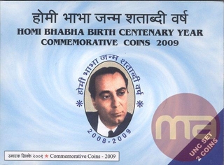 UNC Set  of Homi Bhabha Birth Centenary Year of Mumbai Mint of 2009.