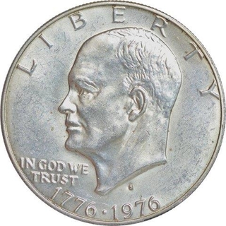 Silver One Dollar Coin of United States of America of 1976.