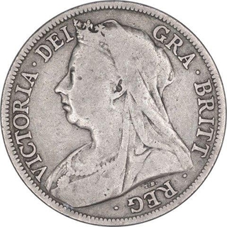 Silver Half Crown Coin of Victoria of United Kingdom of 1896.