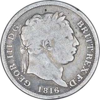 Silver One Shilling Coin of George III of United Kingdom of 1916.