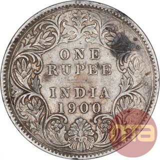 Rare Silver One Rupee Coin of Victoria Empress of Calcutta Mint of 1900.