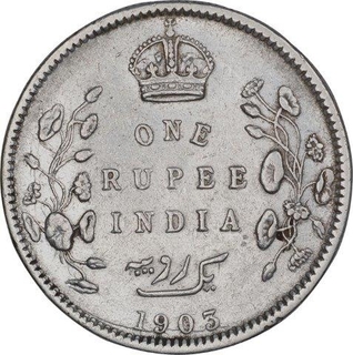 Silver One Rupee Coin of King Edward VII of Calcutta Mint of 1903. 