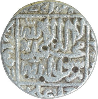 Silver One Rupee Coin of Akbar of Ahmadabad Mint.