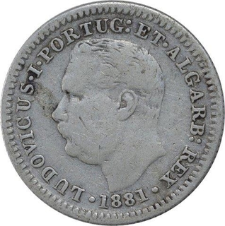 Silver Quarter Rupia Coin of Luiz I of Indo Portuguese.