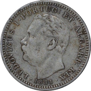 Silver Half Rupia Coin of of Luiz I of Indo Portuguese. 