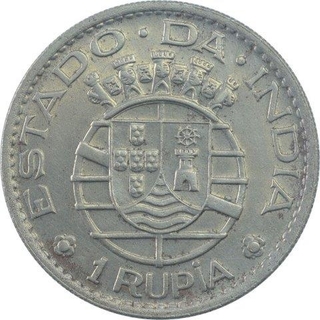 Cupro Nickel One Rupia Coin of Portuguese Administration of Indo Portuguese.