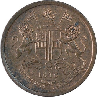 Copper One Twelfth Anna Coin of East India Company of Bombay Mint of 1848.