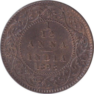 Copper One Twelfth Anna Coin of Victoria Empress of Calcutta Mint of 1898.