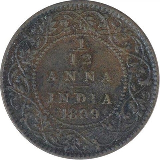 Copper One Twelfth Anna Coin of Victoria Empress of Calcutta Mint of 1899.