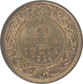 Bronze One Twelfth Anna Coin of King George V of Bombay of 1924.