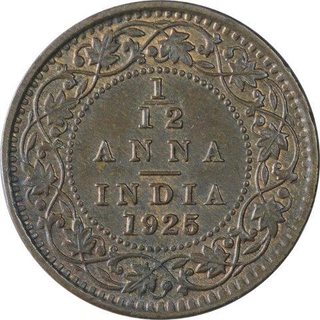 Bronze One Twelfth Anna Coin of King George V of Calcutta Mint of 1925.