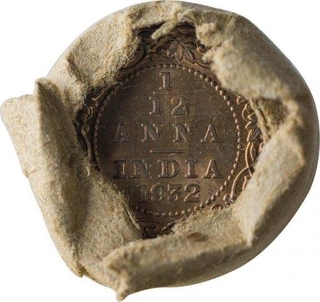 Roll of Bronze One Twelfth Anna  of King George V of Calcutta Mint of 1932.