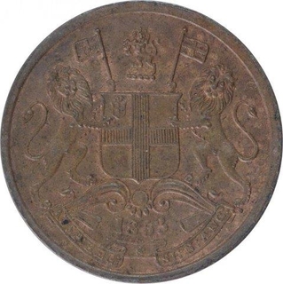 Copper Half Pice Coin of East India Company of Calcutta Mint of 1853.