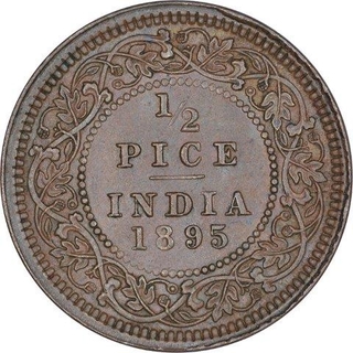 Copper Half Pice Coin of Victoria Empress of Calcutta Mint of 1895.