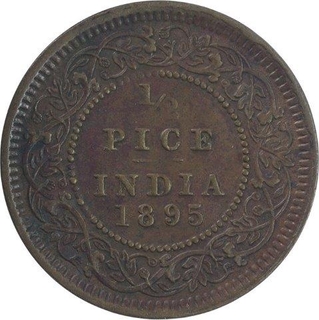 Copper Half Pice Coin of Victoria Empress of Calcutta Mint of 1895.