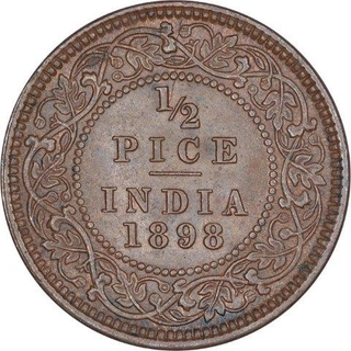 Copper Half Pice Coin of Victoria Empress of Calcutta Mint of 1898.