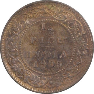 Copper Half Pice Coin of King Edward VII of Calcutta Mint of 1905.