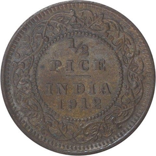 Bronze Half Pice Coin of King George V of Calcutta Mint of 1912.