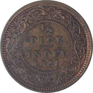 Bronze Half Pice Coin of King George V of Calcutta Mint of 1921.