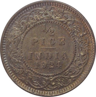 Bronze Half Pice Coin of King George V of Calcutta Mint of 1924.