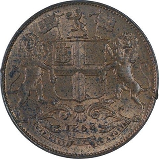 Copper One Quarter Anna Coin of East India Company of Royal Mint of 1858.